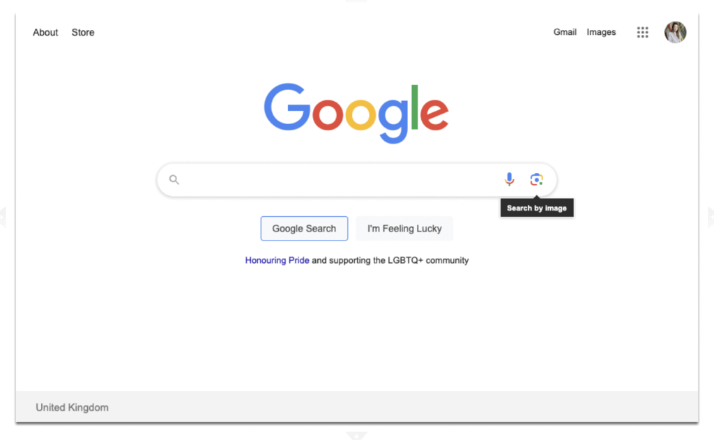 How to start a Google image search