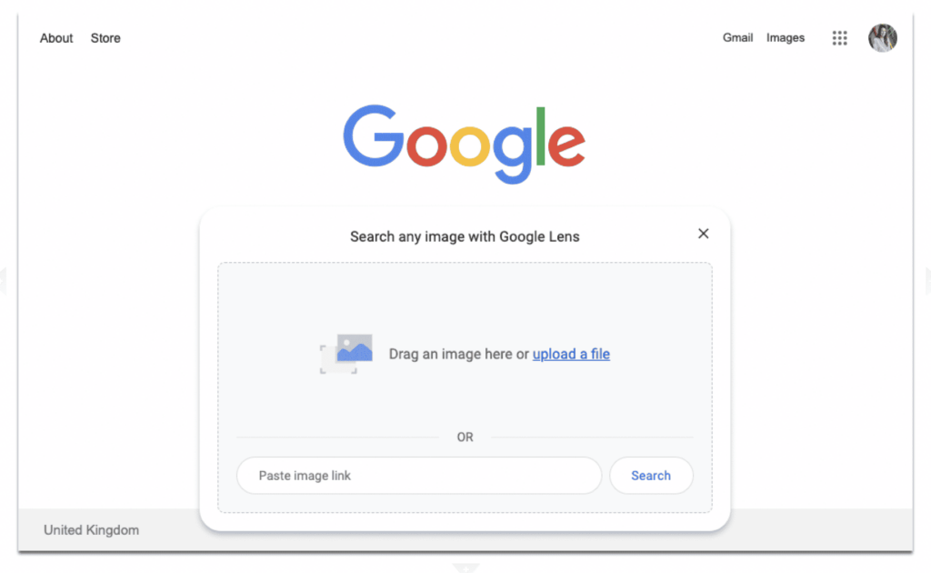 Drag and drop function in Google image search