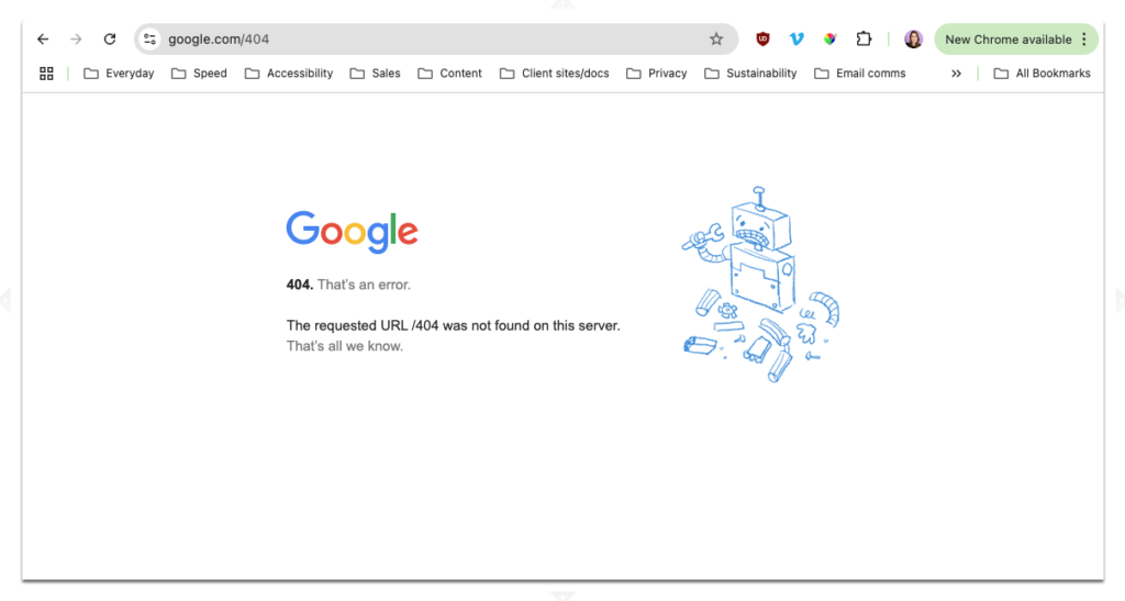 404 error page with drop shadow