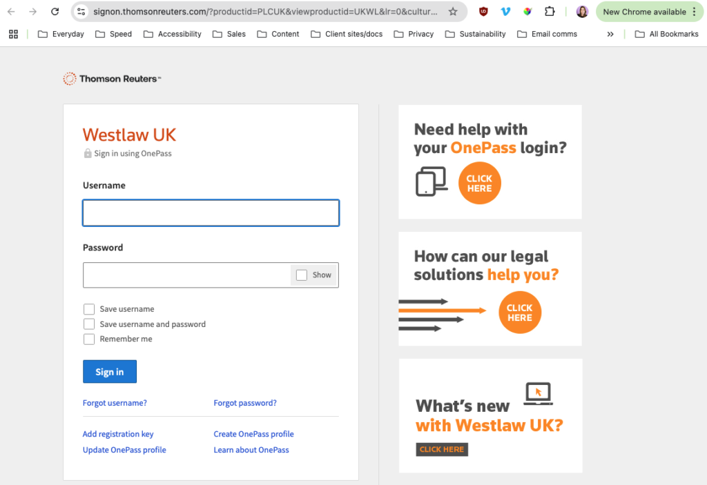 User authentication screen