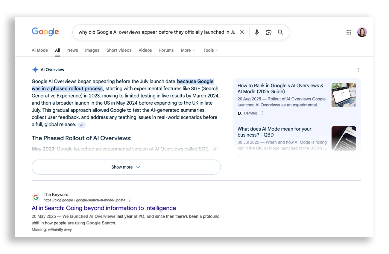 Google's AI overviews