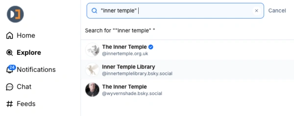 Bluesky Inner Temple search