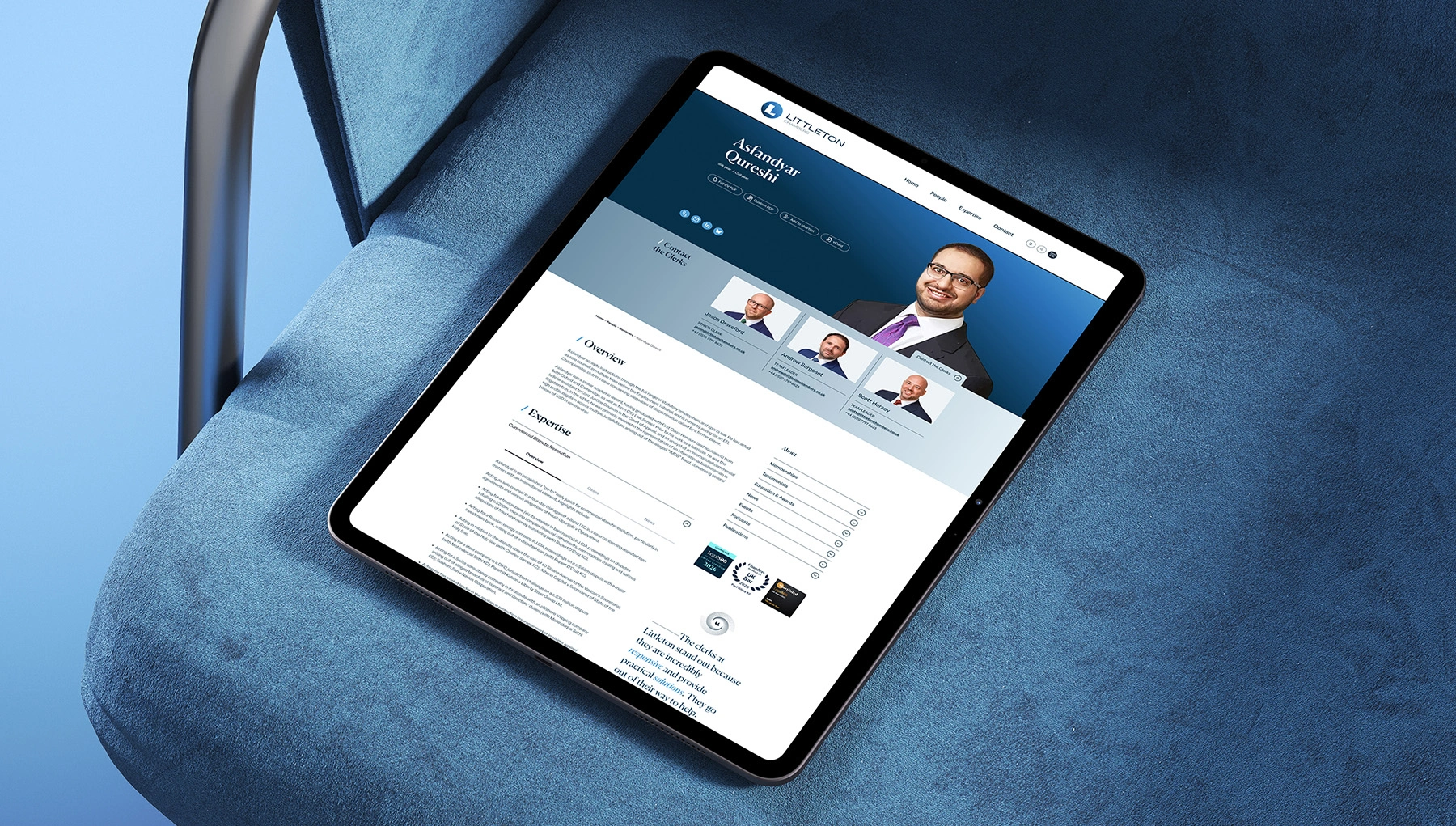 Barrister profile on iPad